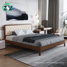 Sleeping Room Furniture Simple Structure Soft Wooden Bed